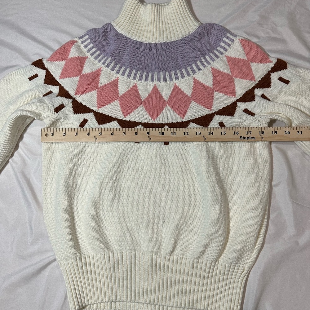 Free Assembly Cream Sweater with Pink and Purple Patterns- Cotton & Wool - Picture 6 of 15
